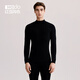 紅豆（Hodo）純棉秋衣秋褲女半高領(lǐng)情侶男士保暖內衣全棉中老年打底棉毛衫套裝 男士黑色 2XL (180)