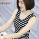 橫行道2023夏裝韓版新款簡(jiǎn)約黑白條紋短款吊帶背心女式外穿無(wú)袖打底衫 黑白 XL