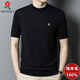 夢(mèng)特嬌（MONTAGUT）100純羊毛針織短袖T恤男士春秋半高領(lǐng)中青年休閑薄款純色打底毛衣 黑色 175/XL合適140-155斤