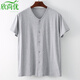 欣尚優(yōu)夏季薄款爸爸t恤老頭衫汗衫短袖開(kāi)衫中老年半袖爸爸T恤加肥加大碼 淺灰色 3XL 推薦體重150-165斤