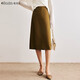 Olrain歐芮兒法式卡其色半身裙女春裝新款高腰顯瘦直筒鉛筆裙 卡其色 M