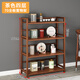 中式茶室茶餅架置物架子全竹茶架展示架小型茶柜茶葉茶具收納柜 茶色全板置物架四層70