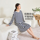 康妮雅（Conlia）條紋情侶純棉睡衣女24年秋季新品長(cháng)袖睡裙寬松休閑大碼男款家居服 藍白條（女款睡衣） XL