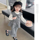 G·DUCK KIDS小黃鴨女童秋裝2025新款套裝女童小香風(fēng)休閑長(zhǎng)袖女寶寶洋氣小童三 黑色三件套 +同款包包 90