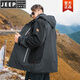JEEP SPIRIT大碼男裝秋冬胖子戶(hù)外沖鋒衣加肥加大連帽工裝夾克單沖外套 8817深灰色 6XL 230-250斤