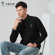 與狼共舞【加絨內里】秋冬基礎通勤親膚保暖男士長(cháng)袖POLO衫 001黑色 180 