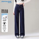 真維斯（JEANSWEST）牛仔褲女秋季寬松闊腿褲子女潮流韓版小個子直筒褲簡約藍灰L