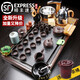 琨德功夫陶瓷簡(jiǎn)約茶具套裝整套家用四合一全自動(dòng)電熱磁爐喝茶臺茶道實(shí)木茶盤(pán)紫砂哥窯青花自動(dòng)茶具 雅韻巖礦紫砂（缸灰）