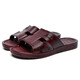 ZUYLFYP柔軟舒適老年人拖鞋居家浴室防滑塑膠涼拖一字拖爸爸廣東油拖拖鞋 酒紅色 43