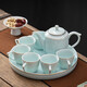 宋匯 功夫茶具套裝家用青瓷大容量茶壺有耳茶杯帶瓷托盤(pán)