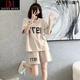 DAVEY MODE女士夏季衣服新款短袖短褲套裝女裝兩件套休閑運(yùn)動(dòng)套裝女 卡其色【上衣褲子】 L :建議100-115斤