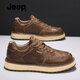 Jeep吉普增高休閑鞋男鞋春季新款軟底厚底板鞋潮流英倫風(fēng)男士休閑皮鞋 卡其 【標準運動(dòng)鞋碼】 41