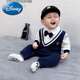 迪士尼嬰兒衣服春秋連體衣新款洋氣男寶寶長(cháng)袖哈衣新生兒爬服小孩外出服 藏藍色領(lǐng)結學(xué)院風(fēng)連體衣 66 建議1-3個(gè)月