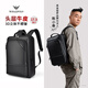 WILLIAMPOLO英皇保羅頭層牛皮男士雙肩包大容量旅行背包商務(wù)出差男包電腦包 黑色加大版-17.3英寸 頭層牛皮