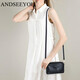 ANDSEEYOU品牌 手拿包女 新款時(shí)尚百搭真皮可放手機單肩小挎包牛皮手抓包女 黑色