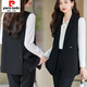皮爾卡丹西裝馬甲春秋2025新款氣質(zhì)外套遮肉顯瘦背心時(shí)尚洋氣坎肩 黑色 XL
