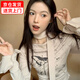妙奕嘉長(cháng)袖t恤女辣妹上衣春季新款潮流性感一字肩修身顯瘦內搭可外穿 印花長(cháng)袖T恤+絲巾【卡其色】 XL 【建議110-120斤】