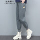 衣典零一（LEDIALYI）加絨加厚衛(wèi)褲女2025春秋冬季高檔女裝新款中年小個子休閑運動褲子 灰色加絨 XL （推薦123-133斤）