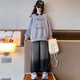 卡兔藍貓（KATULANMAO）女童韓版秋季套裝2023新款洋氣中大童個(gè)性衛衣兩件套春秋兒童衣服 灰色衛衣 160cm