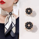 紅妝諾  大衣腰帶扣環(huán)蝴蝶結絲巾扣環(huán)固定扣多功能胸針時(shí)尚飾品新年禮物 B7Y502黑色小號+大號