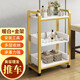 霏淶庭美容小推車(chē)美容院專(zhuān)用理發(fā)店燙染工具手推展車(chē)移動(dòng)美甲收納置物架 三層金架暖白 帶滾輪44x34x80cm