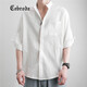 Cebrodz襯衫男短袖襯衣男裝中國風(fēng)夏季棉麻男士休閑外套半袖上衣 白色（尺碼偏小 介意慎拍） 3XL
