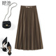 她池高腰百褶裙女2025秋裝新款學(xué)院風(fēng)通勤氣質(zhì)松緊腰中長(cháng)半身裙
