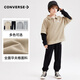 Converse匡威兒童套裝春秋季男童polo領(lǐng)假兩件衛衣長(cháng)褲兩件套潮流套裝 正黑色 140 /68 【建議身高128-140cm】
