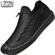 LZDZN秋季2023新款秋鞋潮男鞋無(wú)鞋帶休閑男士真皮鞋旅游運動(dòng)八爪魚(yú)豆豆 黑色 40