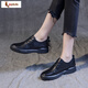 Wpkds單鞋女2025秋冬新款復古靴女平底大碼單鞋百搭英倫風(fēng)手工單鞋 黑色 38