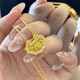 瑞諾黃金蓮花如意鎖項鏈女新款999足金鑲嵌套鏈吊墜生日禮物送女友 項鏈包裝禮盒定金