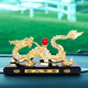 幻雅汽車(chē)擺件高檔男士轎車(chē)內飾品龍車(chē)載香水車(chē)上中控儀表臺車(chē)用品 金色【祥龍獻瑞】防滑墊+香水
