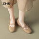 ZHR瑪麗珍鞋女復(fù)古淺口單鞋子女優(yōu)雅甜美粗跟方頭女鞋 CG71 杏色 39