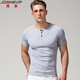簡(jiǎn)束亨利衫短袖T恤男純色棉質(zhì)開(kāi)領(lǐng)帶扣亨利領(lǐng)螺紋緊身修身體恤夏季 淺灰色 L （67kg左右）
