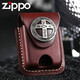 ZiPPO Zippo打火機原裝正品棕色皮套新款徽章黑色真牛皮美國正版配件鷹十字架 棕色十字架