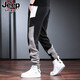 JEEP SPIRIT休閑褲男春秋新款束腳燈芯絨寬松潮流拼接潮流加厚長(cháng)褲子男 981黑色 M