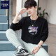 TEEK潮款休閑長(cháng)袖t恤男生純棉上衣 2026秋季男裝青少年時(shí)尚秋裝衣服 HC130黑色 L