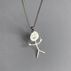 歐陽先生新品榜Funny Doodle Necklace涂鴉人物趣味不銹鋼項(xiàng) 銀色小人項(xiàng)鏈  B00-105