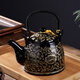 古笙記 大容量陶瓷茶壺家用水壺單壺景德鎮提梁壺中式泡茶壺防爆耐熱 黑金牡丹/1L