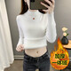 怡曼芙毛衣女加絨加厚一體絨秋冬保暖針織衫女女士?jì)却羁赏獯┐虻咨郎弦?白色 均碼 -建議90-135斤