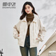 雪中飛短款鵝絨羽絨服女士2025新款輕薄寬松保暖衛(wèi)衣拼接連帽秋冬季外套 白色 L 165/88A（130-150斤）