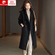 皮爾卡丹（pierre cardin）春秋毛呢外套女風(fēng)衣2024春秋季新款羊毛中長(cháng)款呢子開(kāi)衫超長(cháng)款大衣 黑色 M