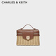 CHARLES&KEITH拼色藤編手提小方包草編包女士生日禮物CK2-50782376-3 Multi綜合色 S