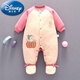 迪士尼（Disney）新生嬰兒衣服連腳棉服冬裝寶寶包腳外出秋冬季包腳抱服加厚連體衣一歲寶寶衣服 厚棉】S360按扣南瓜-粉 73#6-9個(gè)月