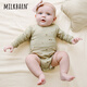 Milkbarn春秋嬰兒包屁衣寶寶長(cháng)袖哈衣嬰幼兒衣服打底爬服 綠蝸牛菌菇 73cm (6-12月-參考身高66-73cm)