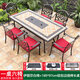莫 家燒烤桌椅家用電電烤炭烤桌庭院花園休閑燒烤爐室外戶外鑄鋁桌椅 6+1(伊麗莎白椅+185*97cm鋁包邊燒烤長(zhǎng)桌
