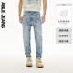 ABLE JEANS【立體錐形褲】男士水洗彈力顯瘦顯高牛仔褲復古褲子男 淺黃泥藍 34 /32