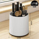 優(yōu)勤廚房旋轉刀架置物架臺面多功能筷子筒刀架一體收納盒家用菜刀架子 白黑色-旋轉筷子刀具收納筒