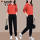 啄木鳥(niǎo)春秋季新款休閑運動(dòng)套裝女洋氣減齡立領(lǐng)衛衣運動(dòng)服遮肉顯瘦兩件套 橙色套裝【好質(zhì)量】 XL 【建議110-125斤】