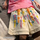 凰梡涂鴉星星短褲男夏季美式復古潮流情侶五分褲子寬松痞帥休閑大褲衩 杏色 XL